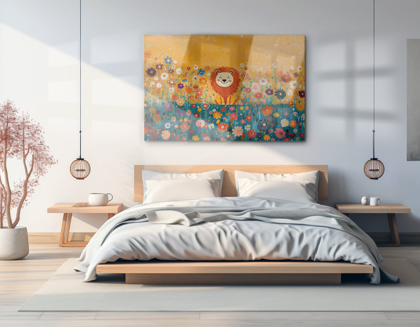 Lion in Blooming Meadow Black African American canvas print view 21