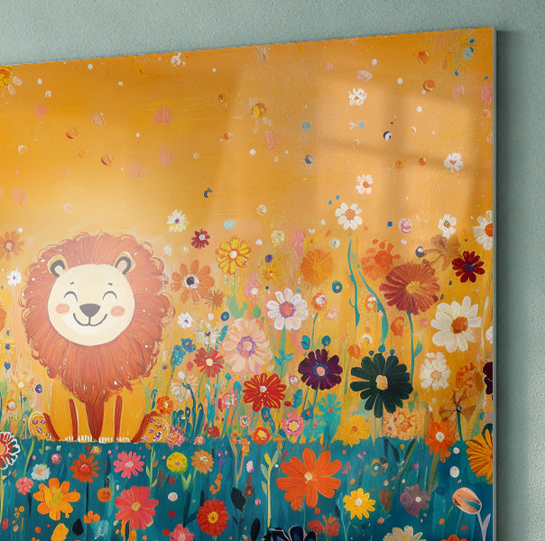 Lion in Blooming Meadow Black African American canvas print view 22