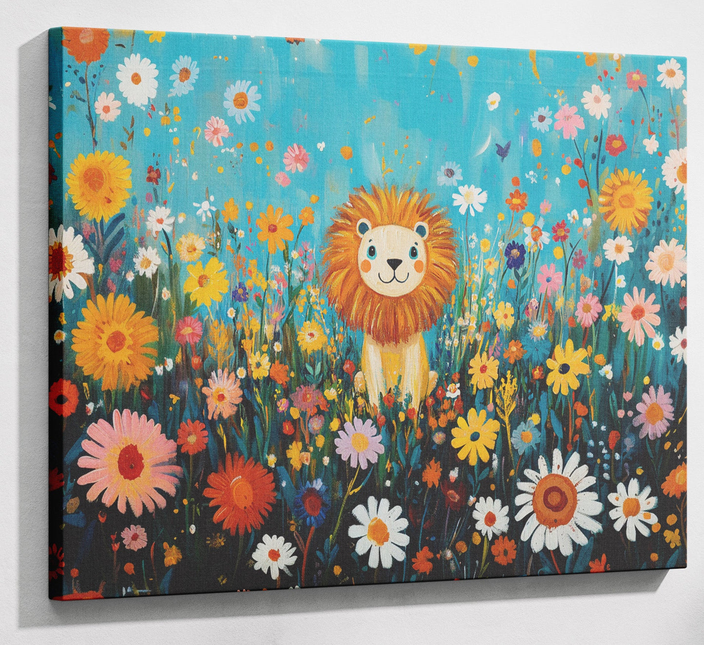 Happy Lion Floral African American canvas print canvas print with visible wall art format