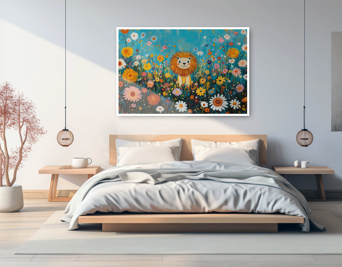 Happy Lion Floral African American canvas print artwork view