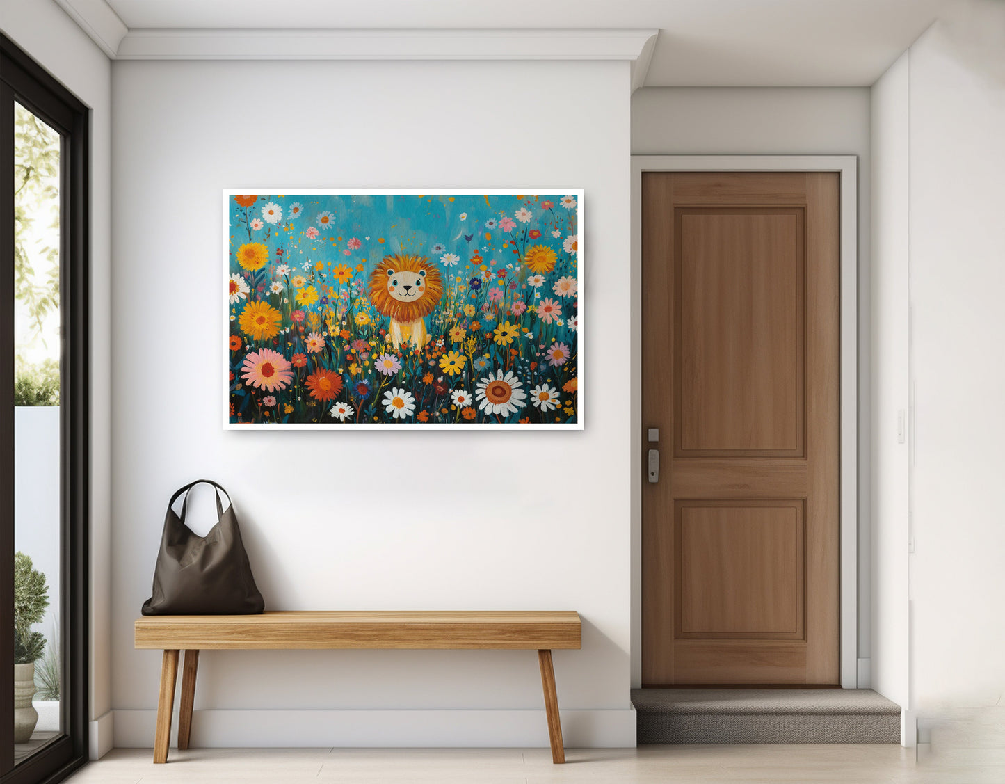Happy Lion Floral African American canvas print home decor view