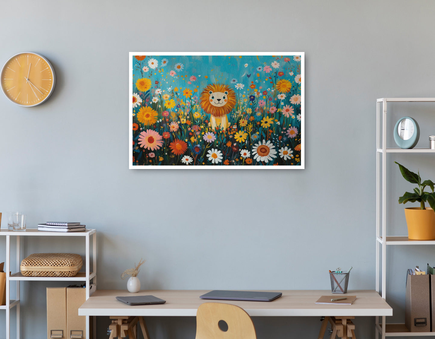 Happy Lion Floral African American canvas print print view