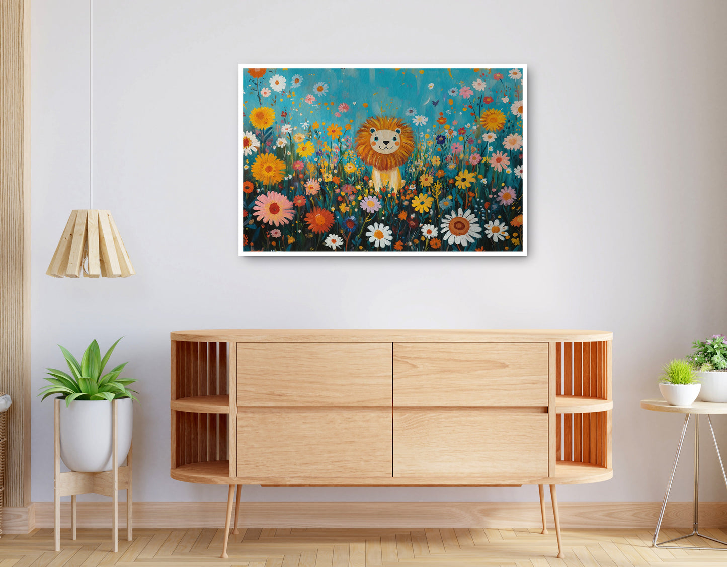 Alternate view of Happy Lion Floral African American canvas print