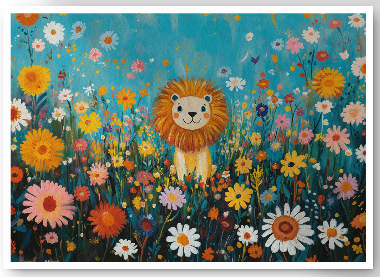 Happy Lion Floral African American canvas print by MoomZee Artwork
