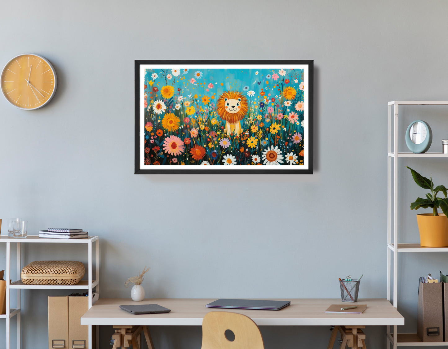 Happy Lion Floral African American canvas print view 72