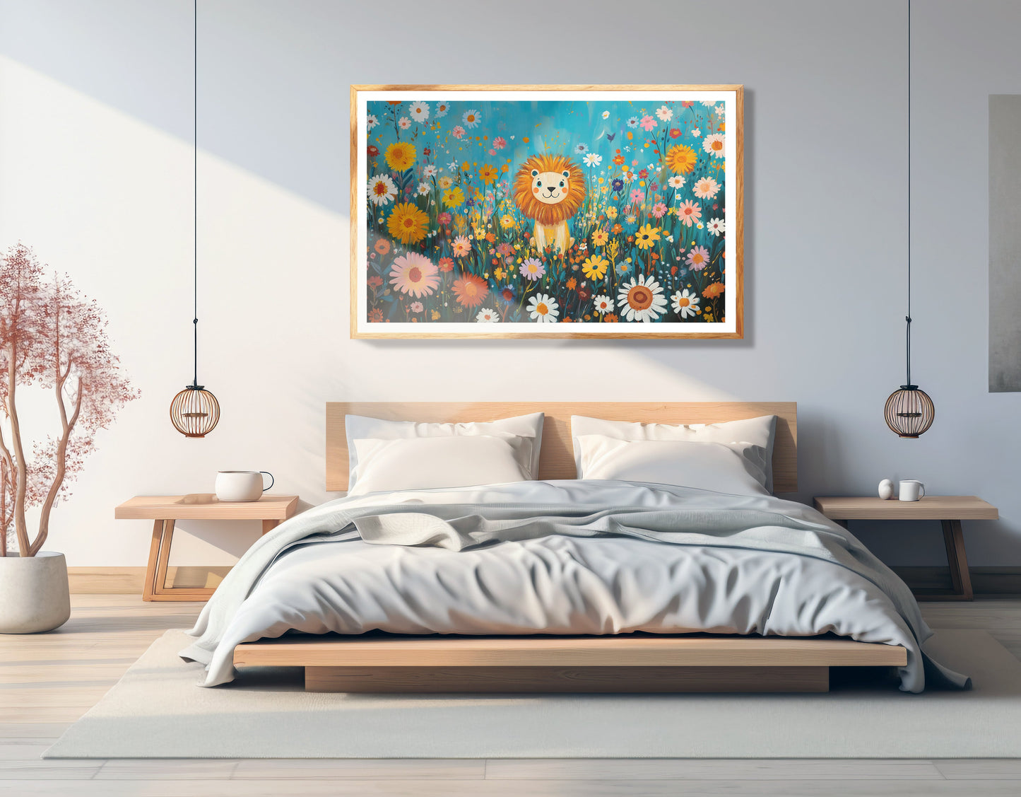 Happy Lion Floral African American canvas print view 75