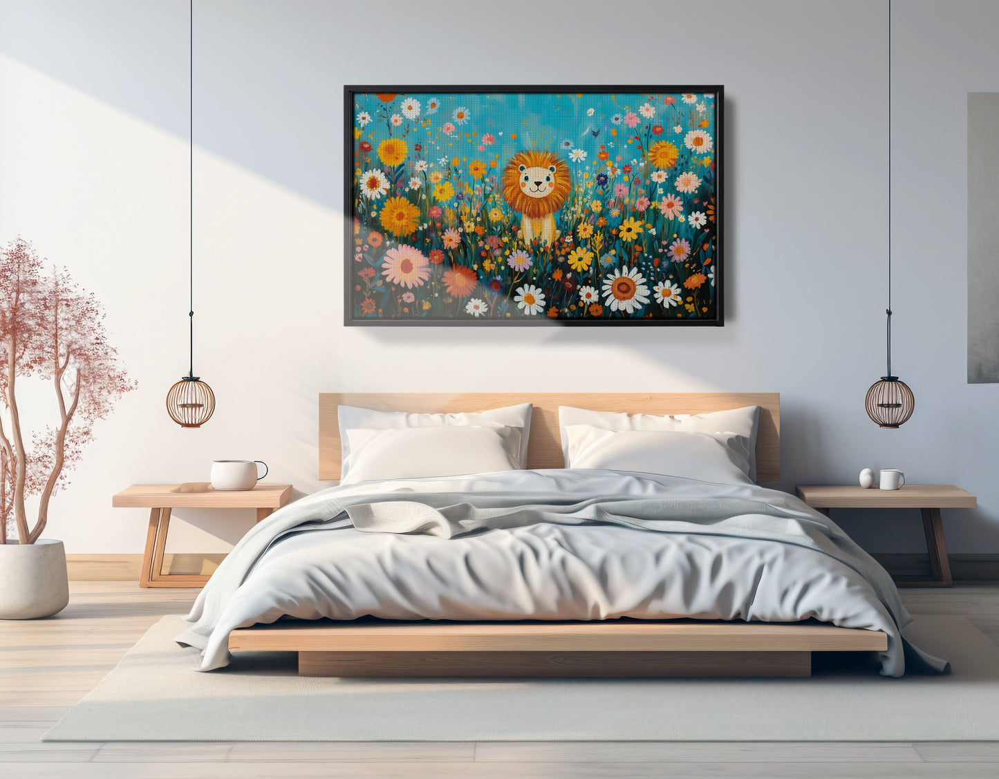 Happy Lion Floral African American canvas print view 27