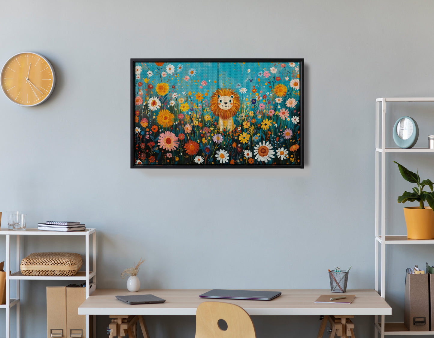 Happy Lion Floral African American canvas print view 30