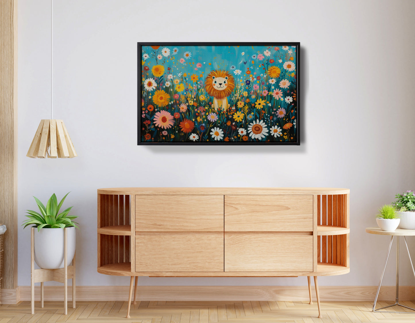 Happy Lion Floral African American canvas print view 26