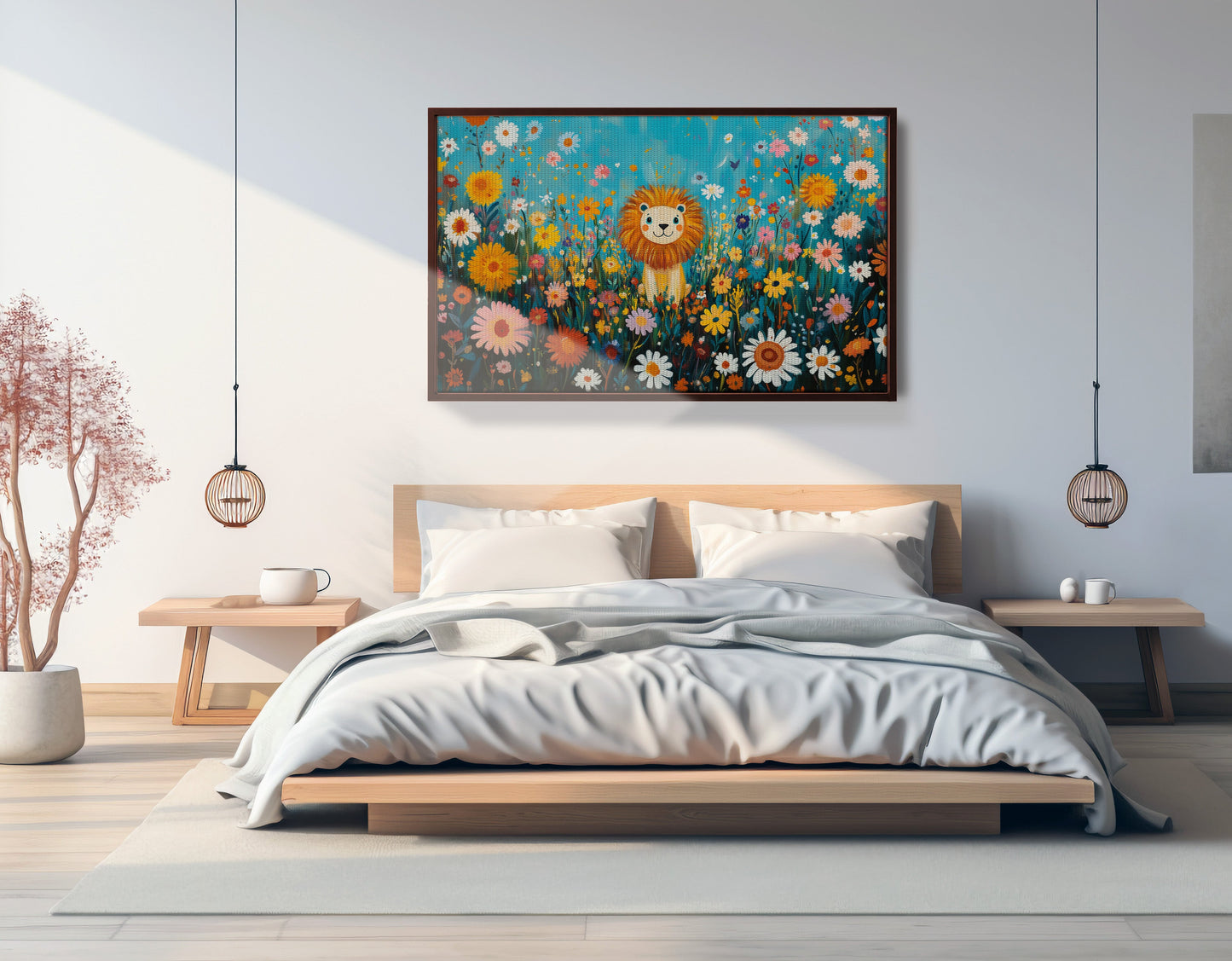 Happy Lion Floral African American canvas print view 33