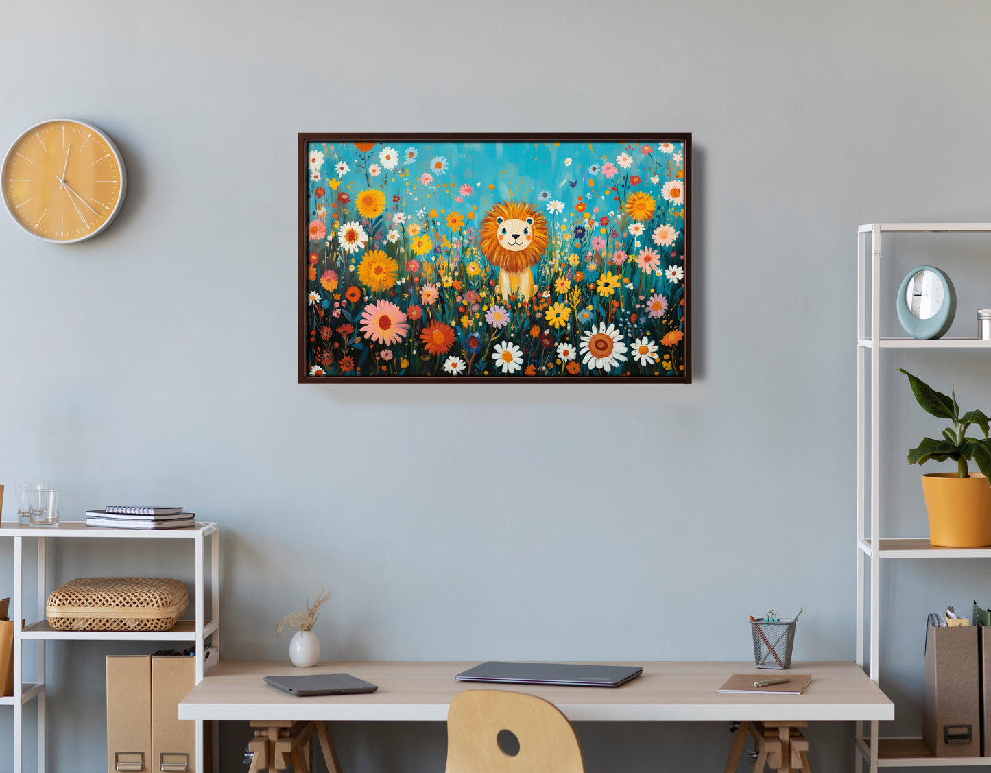 Happy Lion Floral African American canvas print view 36