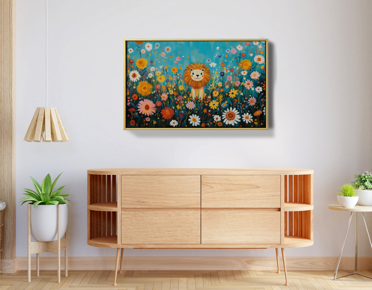 Happy Lion Floral African American canvas print view 38