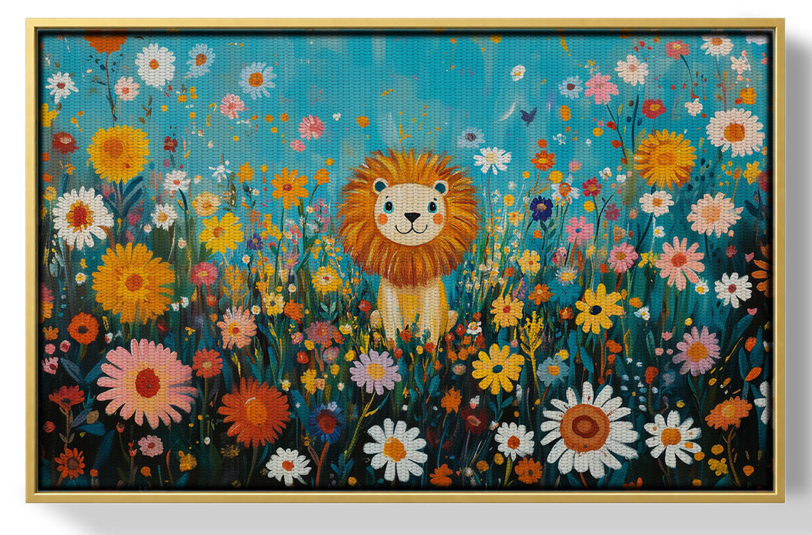 Happy Lion Floral African American canvas print view 37