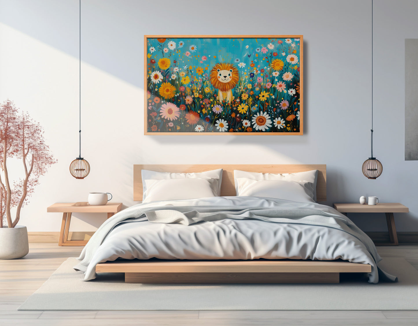 Happy Lion Floral African American canvas print view 45