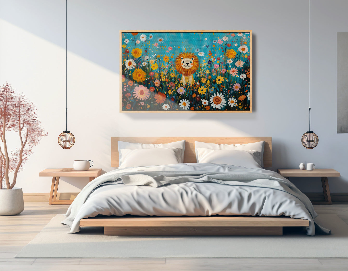 Happy Lion Floral African American canvas print view 51