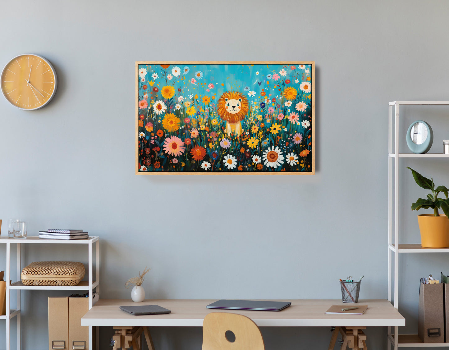 Happy Lion Floral African American canvas print view 54