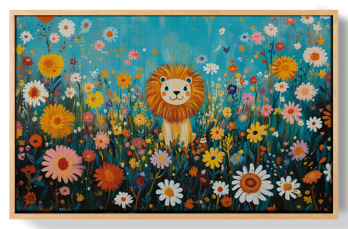 Happy Lion Floral African American canvas print view 49