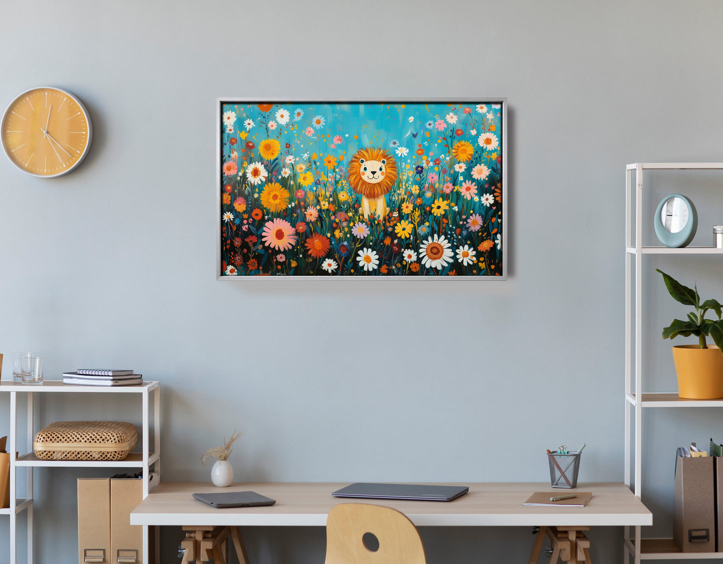 Happy Lion Floral African American canvas print view 60