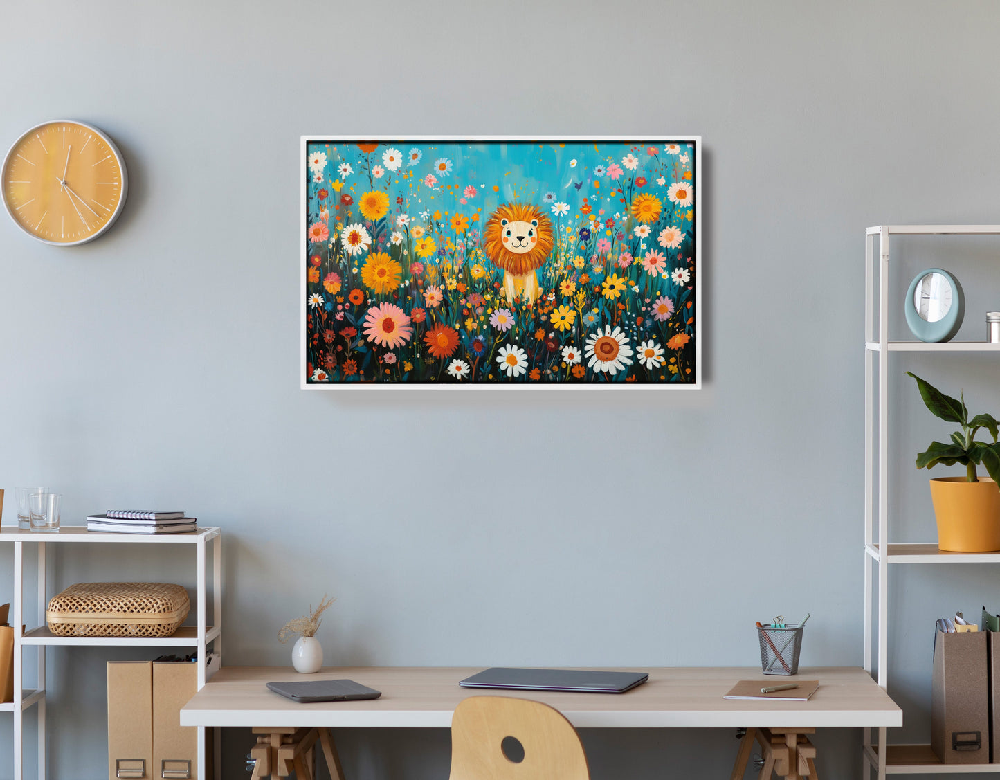 Happy Lion Floral African American canvas print view 66