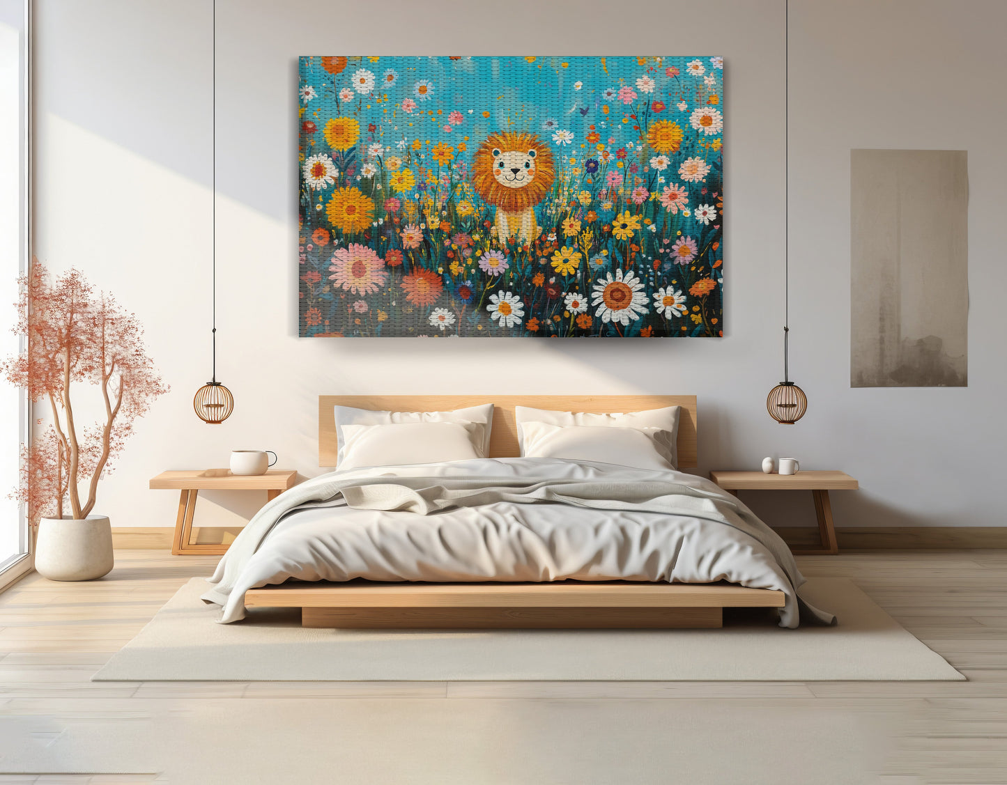 Happy Lion Floral African American canvas print view 15