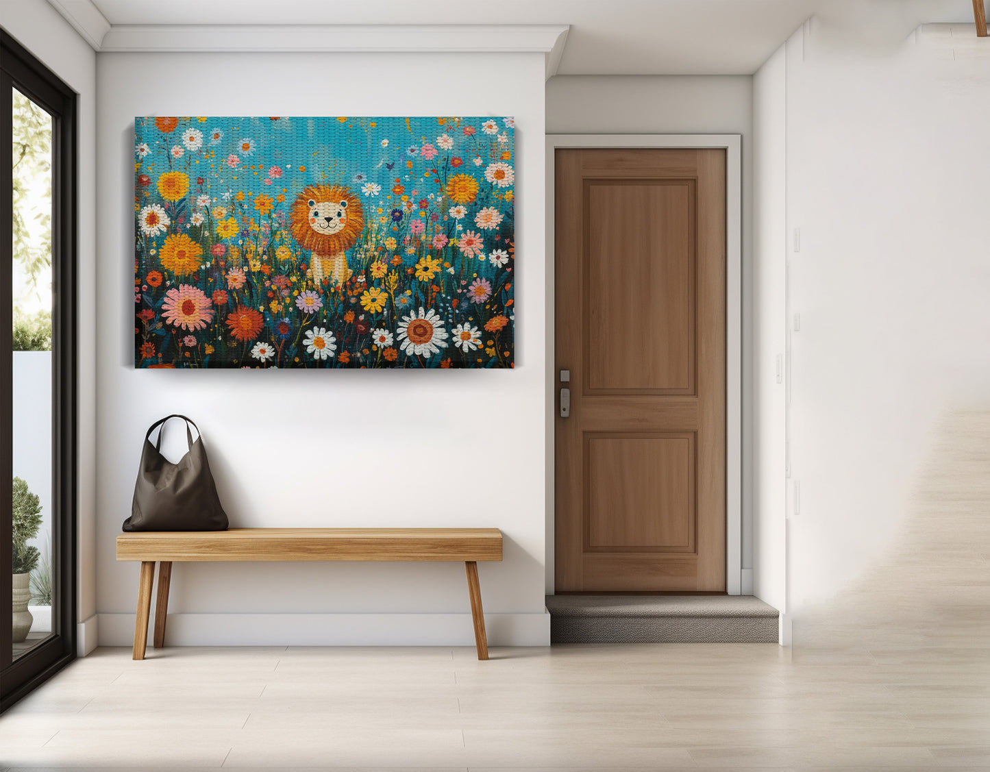 Happy Lion Floral African American canvas print view 17
