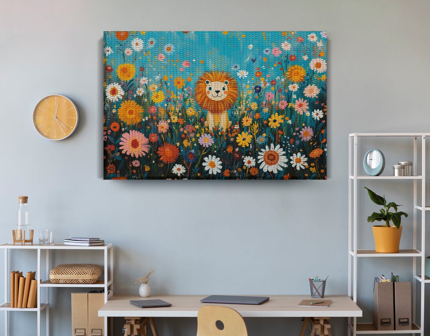 Happy Lion Floral African American canvas print view 18