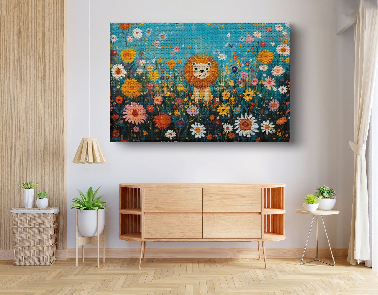 Happy Lion Floral African American canvas print view 14