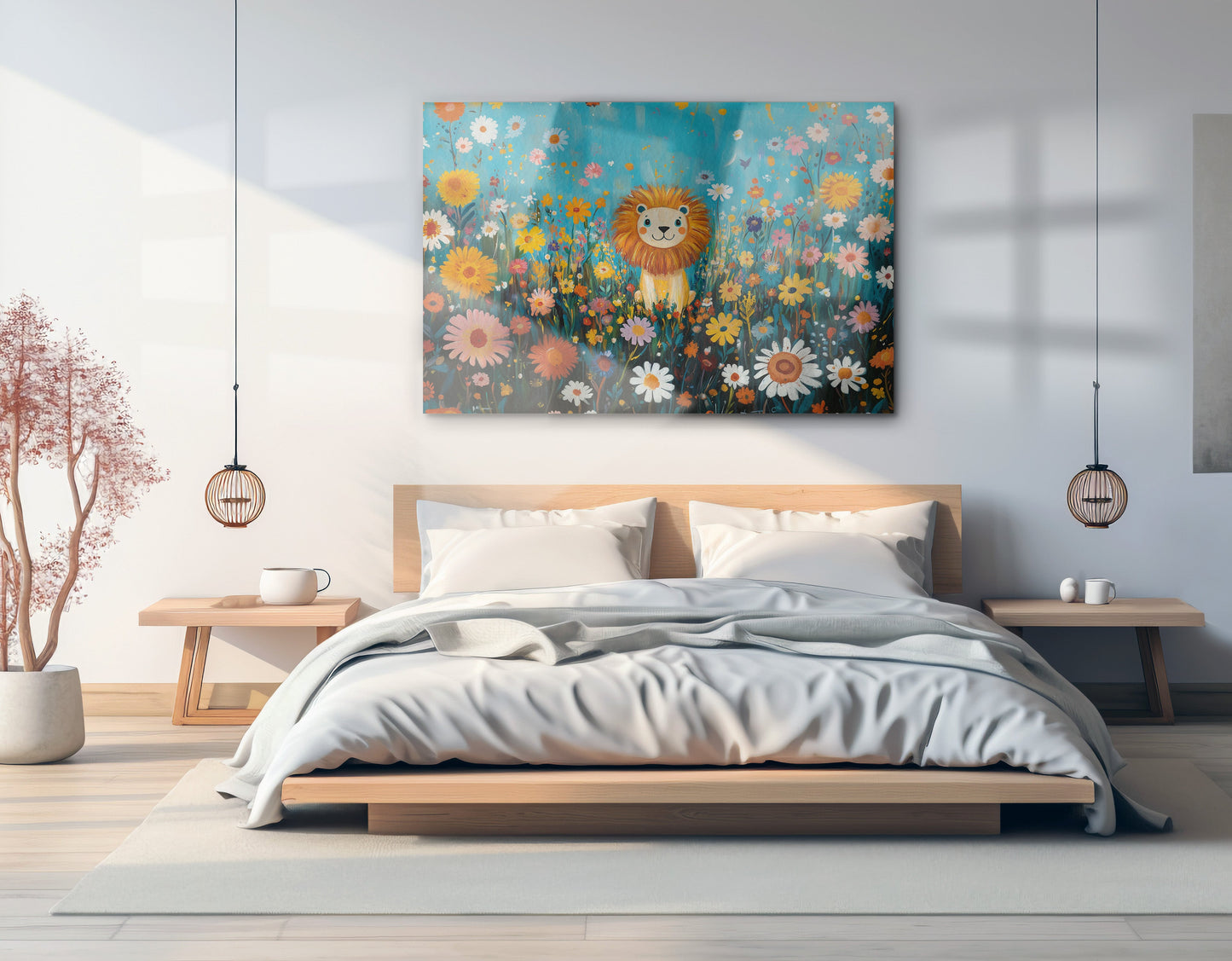 Happy Lion Floral African American canvas print view 21