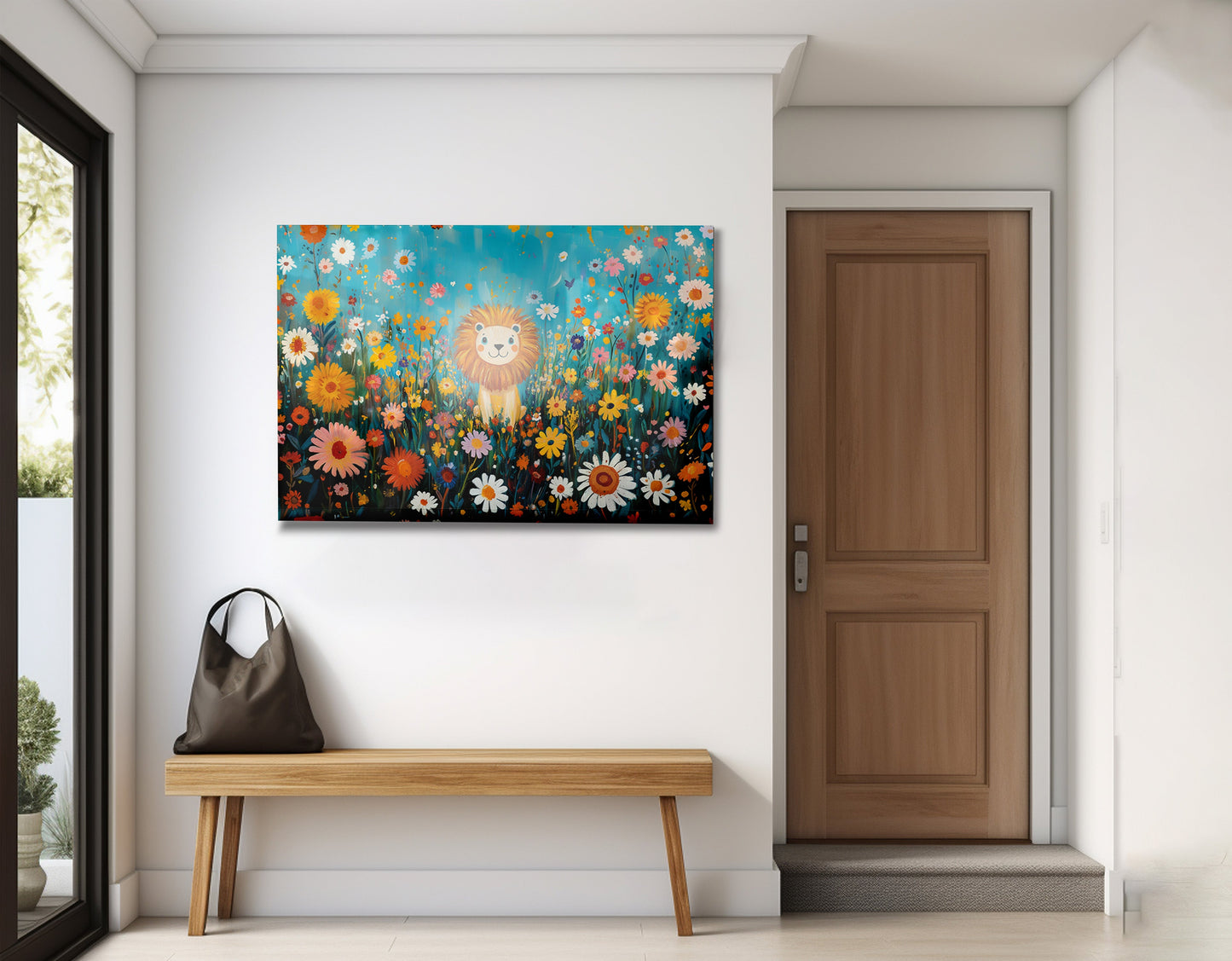 Happy Lion Floral African American canvas print view 23