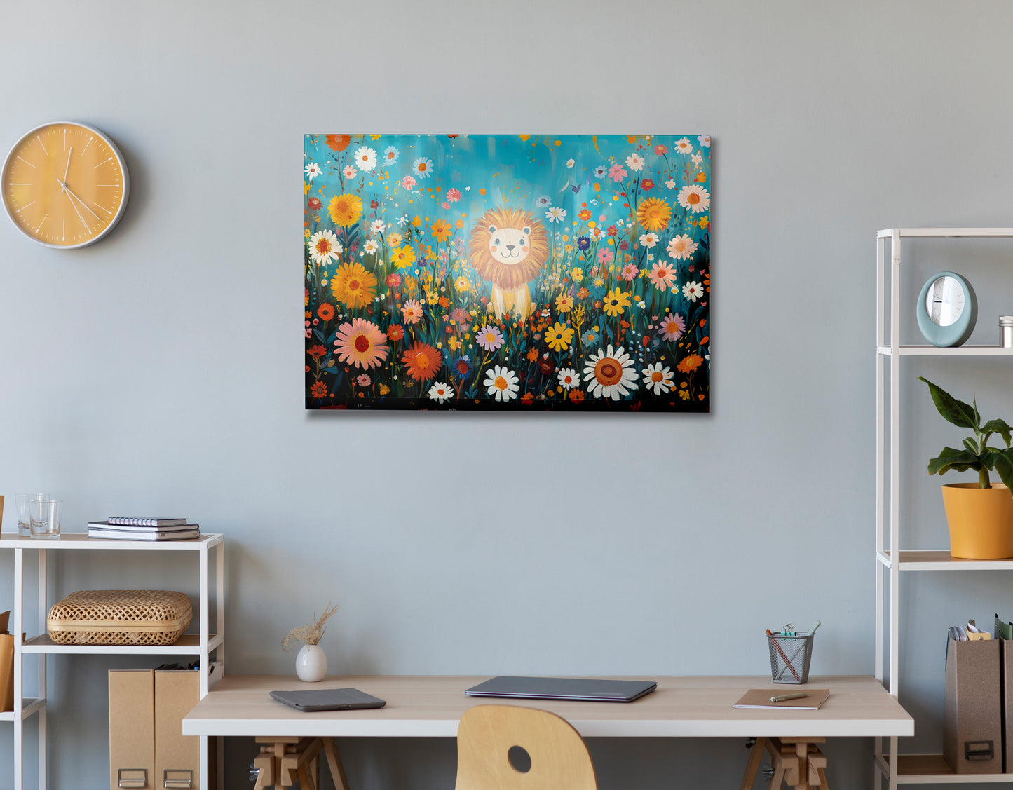Happy Lion Floral African American canvas print view 24