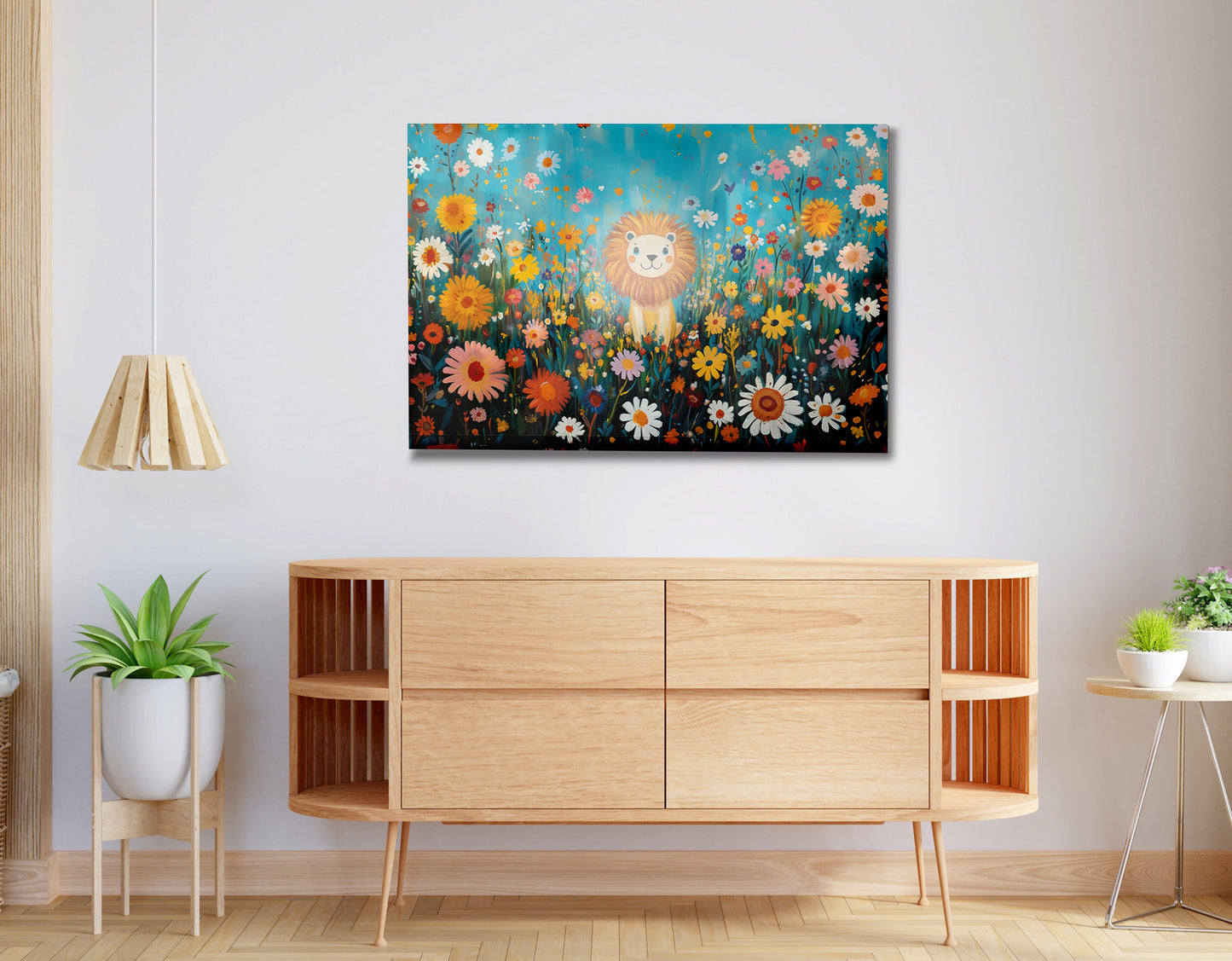 Happy Lion Floral African American canvas print view 20