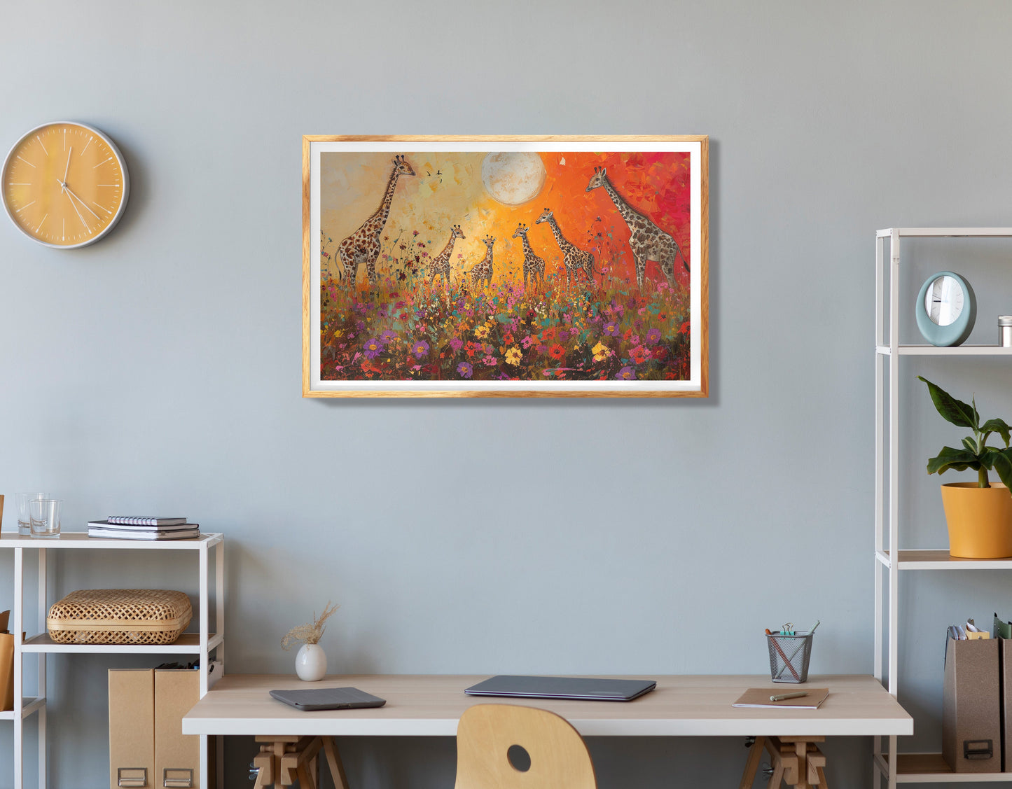 Giraffe Village Folk Black Black culture wall art view 78