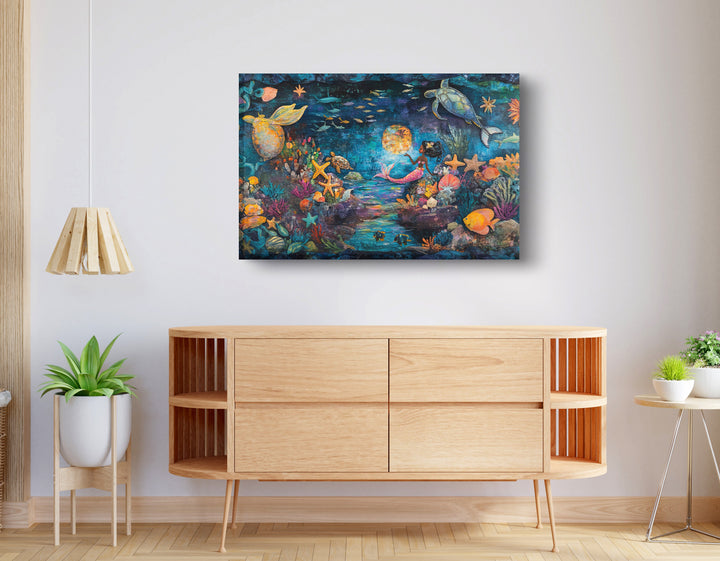 Black Mermaid Ocean Fantasy Wall Art