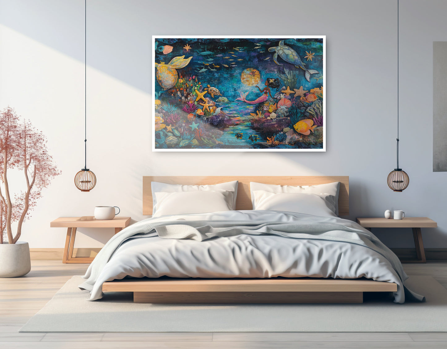 Black Mermaid Ocean Fantasy Caribbean wall art artwork view