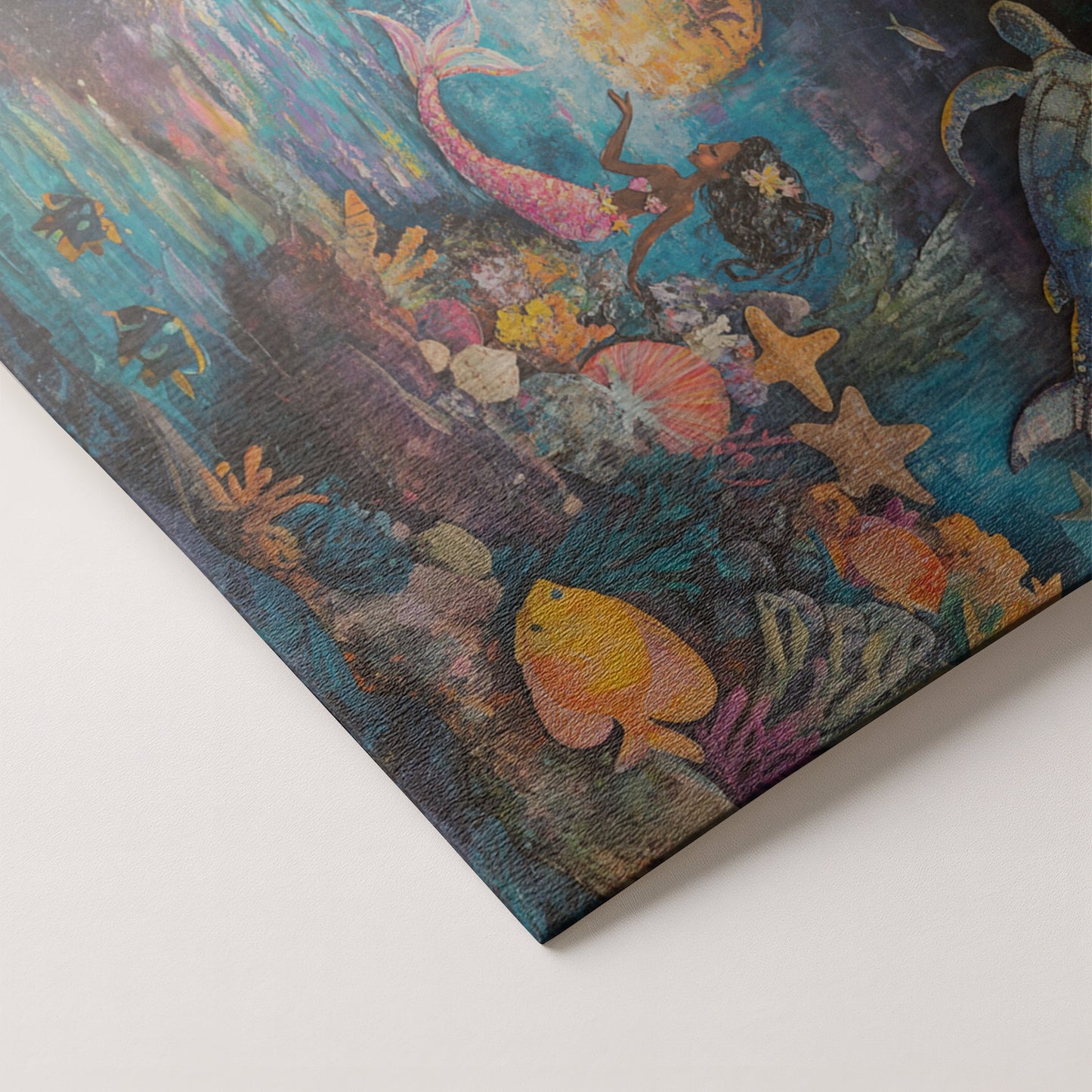 Black Mermaid Ocean Fantasy Caribbean wall art artwork by MoomZee Artwork