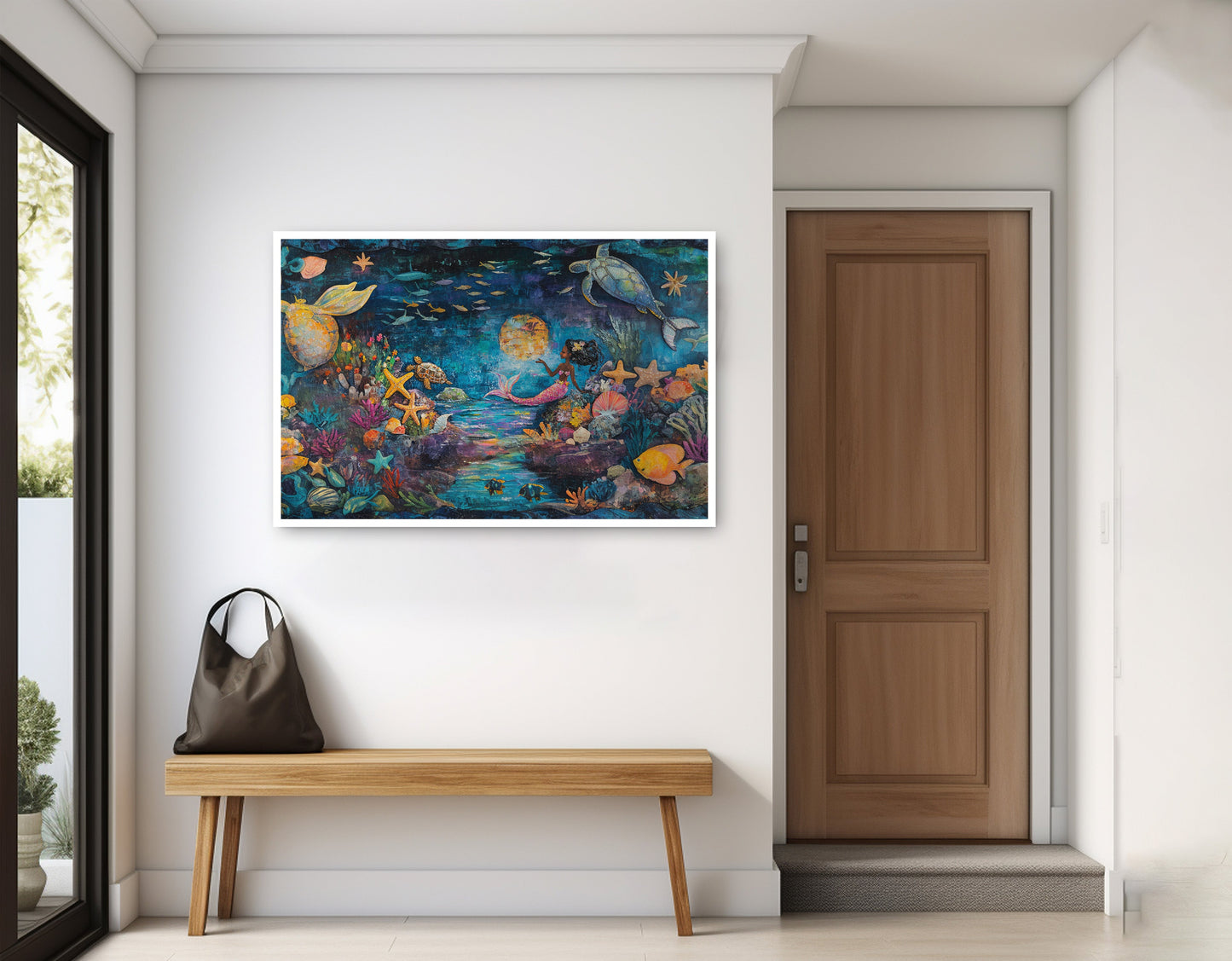 Black Mermaid Ocean Fantasy Caribbean wall art home decor view