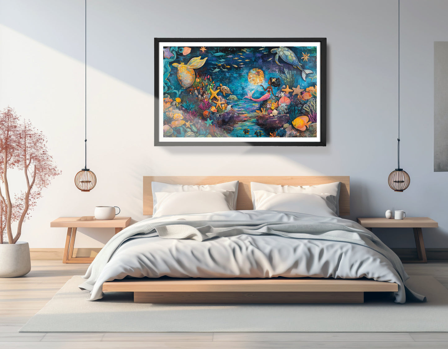Black Mermaid Ocean Fantasy Caribbean wall art view 69