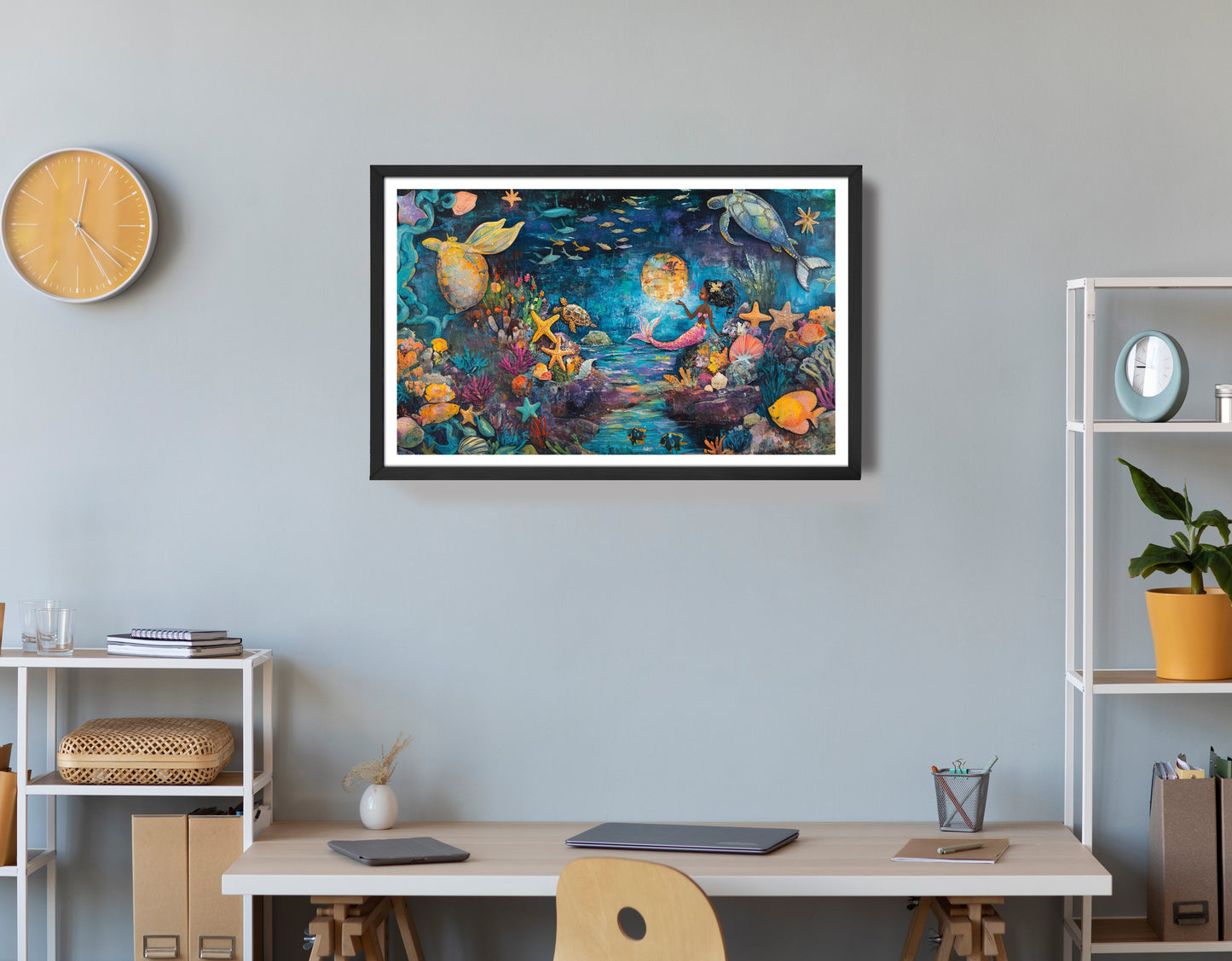 Black Mermaid Ocean Fantasy Caribbean wall art view 72