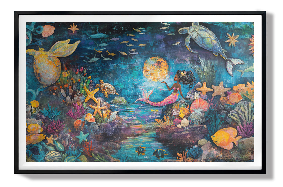 Black Mermaid Ocean Fantasy Caribbean wall art view 67