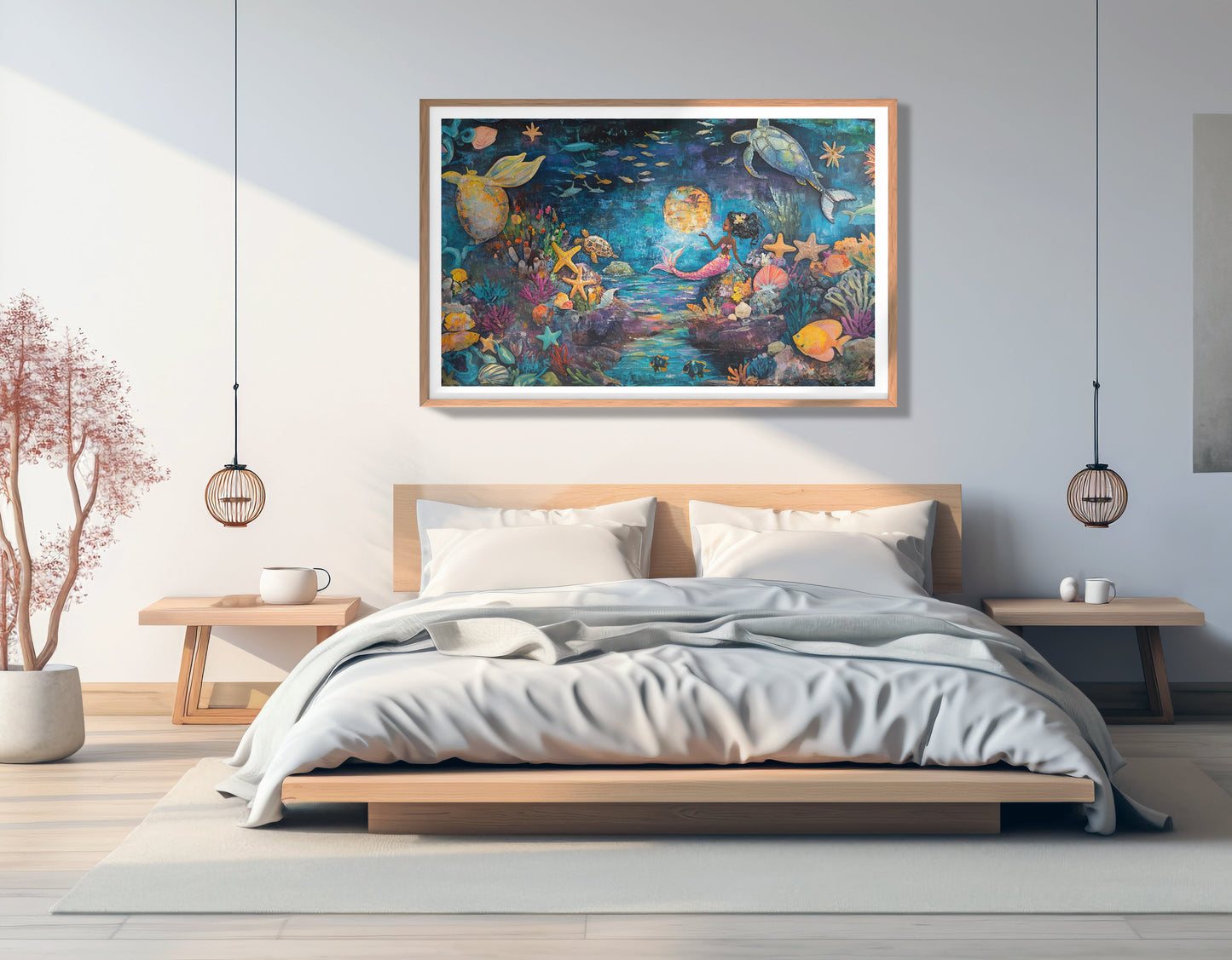 Black Mermaid Ocean Fantasy Caribbean wall art view 81