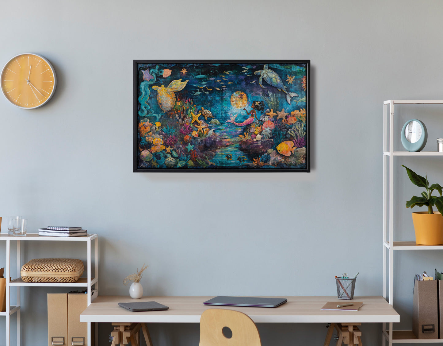 Black Mermaid Ocean Fantasy Caribbean wall art view 30