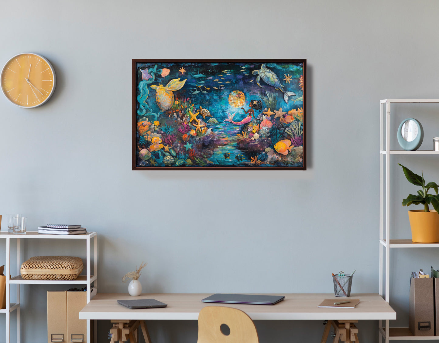 Black Mermaid Ocean Fantasy Caribbean wall art view 36