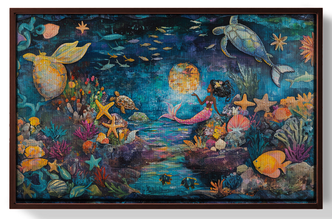 Black Mermaid Ocean Fantasy Caribbean wall art view 31