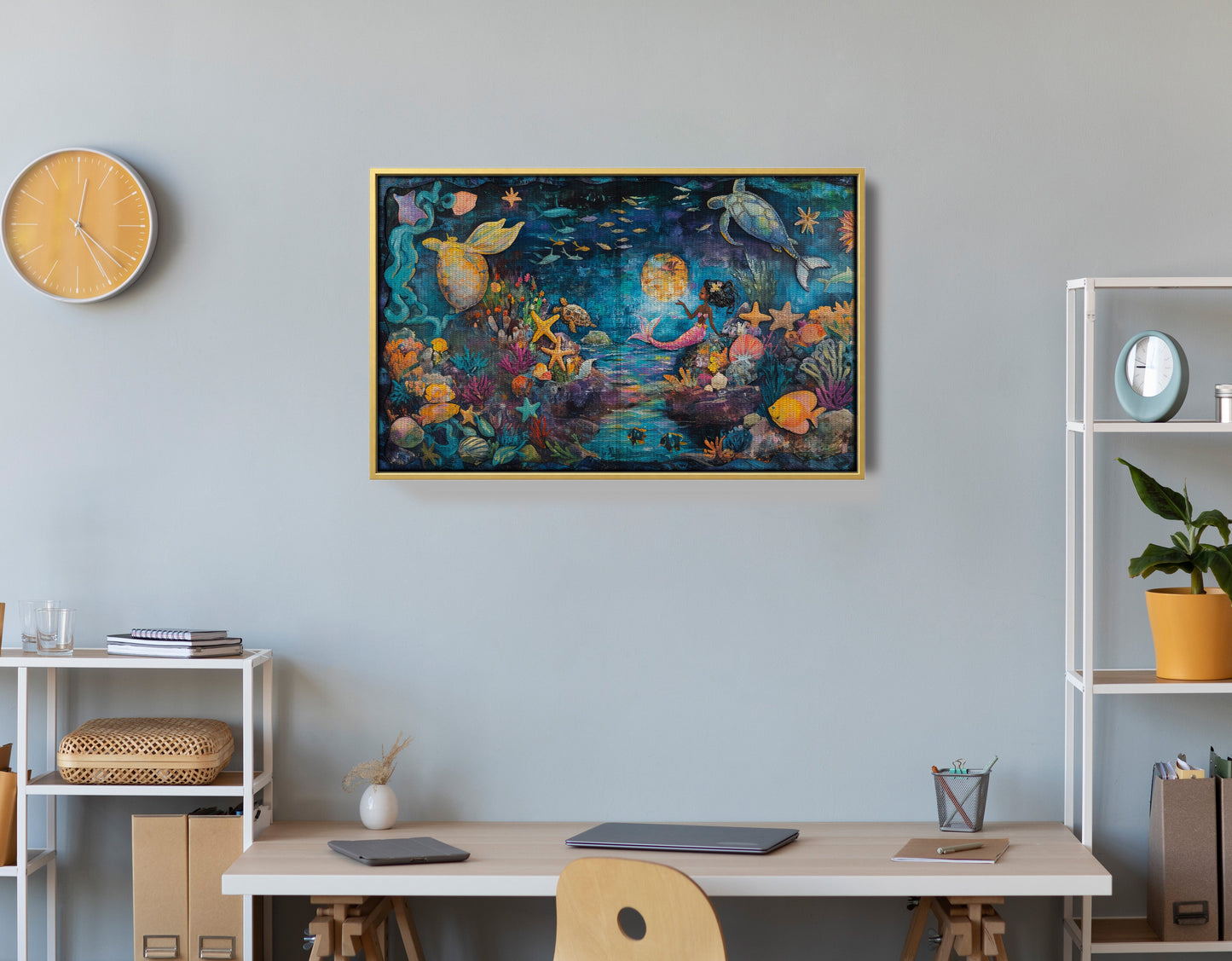 Black Mermaid Ocean Fantasy Caribbean wall art view 42