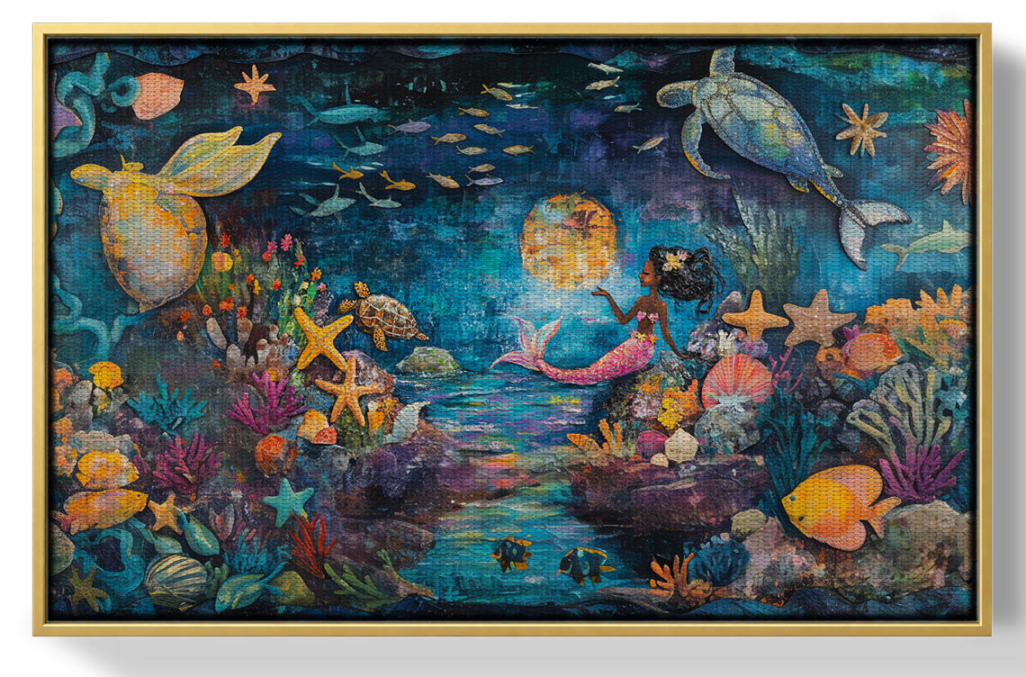 Black Mermaid Ocean Fantasy Caribbean wall art view 37