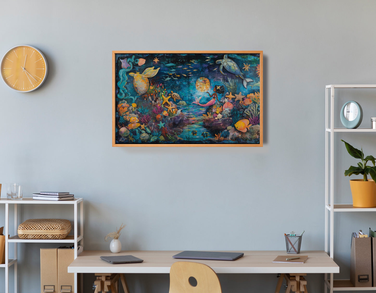 Black Mermaid Ocean Fantasy Caribbean wall art view 48