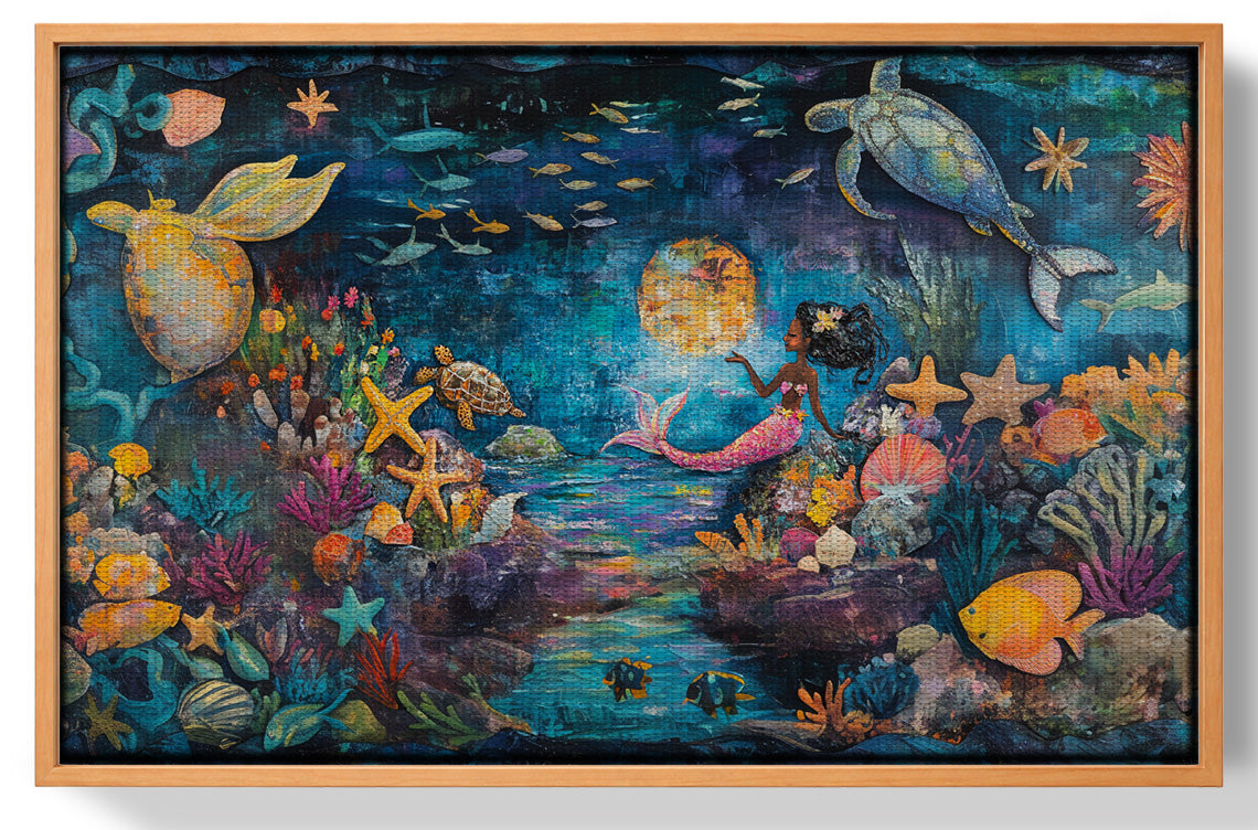 Black Mermaid Ocean Fantasy Caribbean wall art view 43