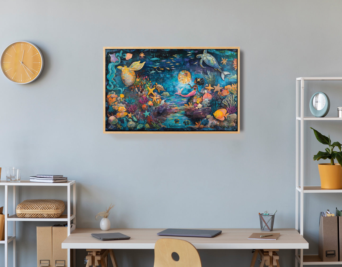 Black Mermaid Ocean Fantasy Caribbean wall art view 54