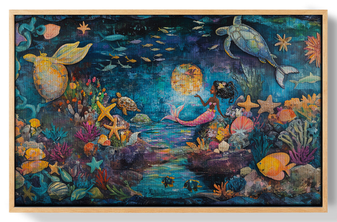Black Mermaid Ocean Fantasy Caribbean wall art view 49