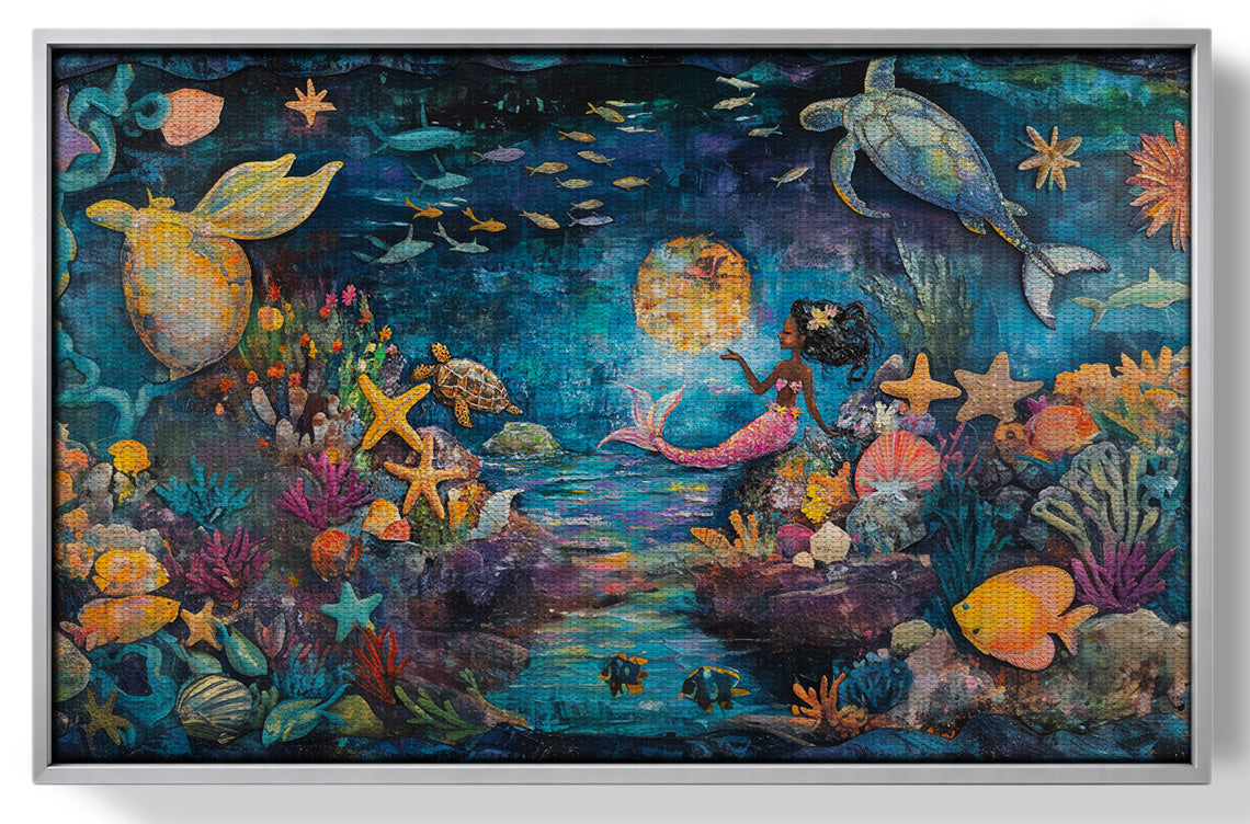 Black Mermaid Ocean Fantasy Caribbean wall art view 55